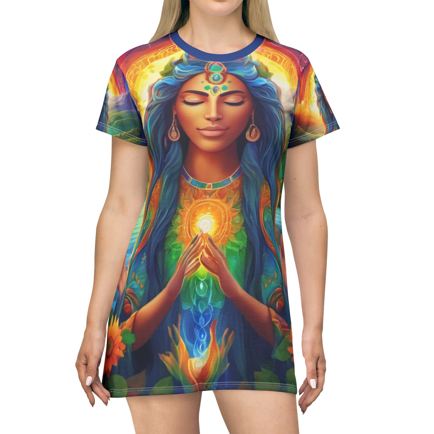 Be Light Goddess - Gratitude T-Shirt Dress (all over print)