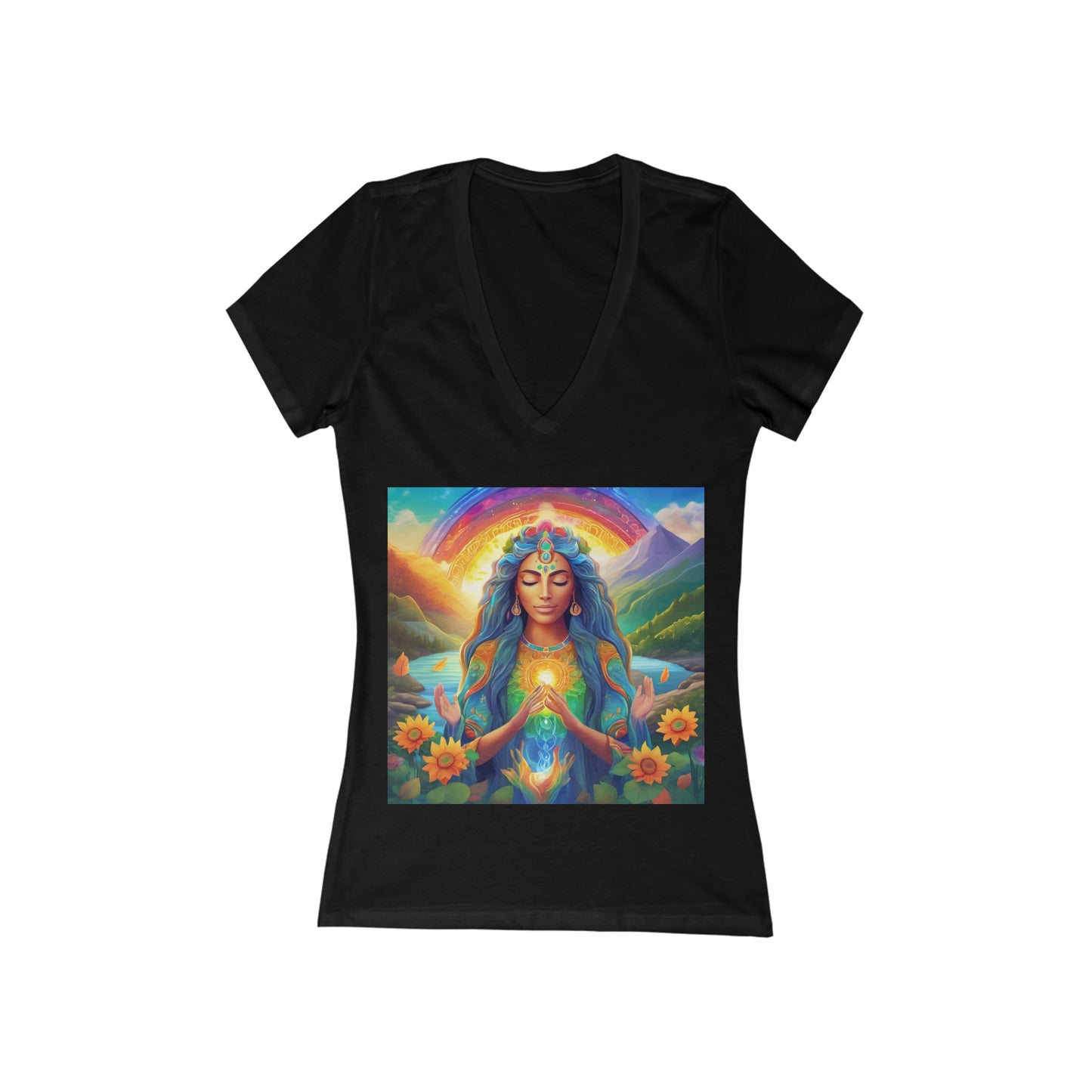 Be Light Goddess - Gratitude Short Sleeve Deep V-Neck Tee