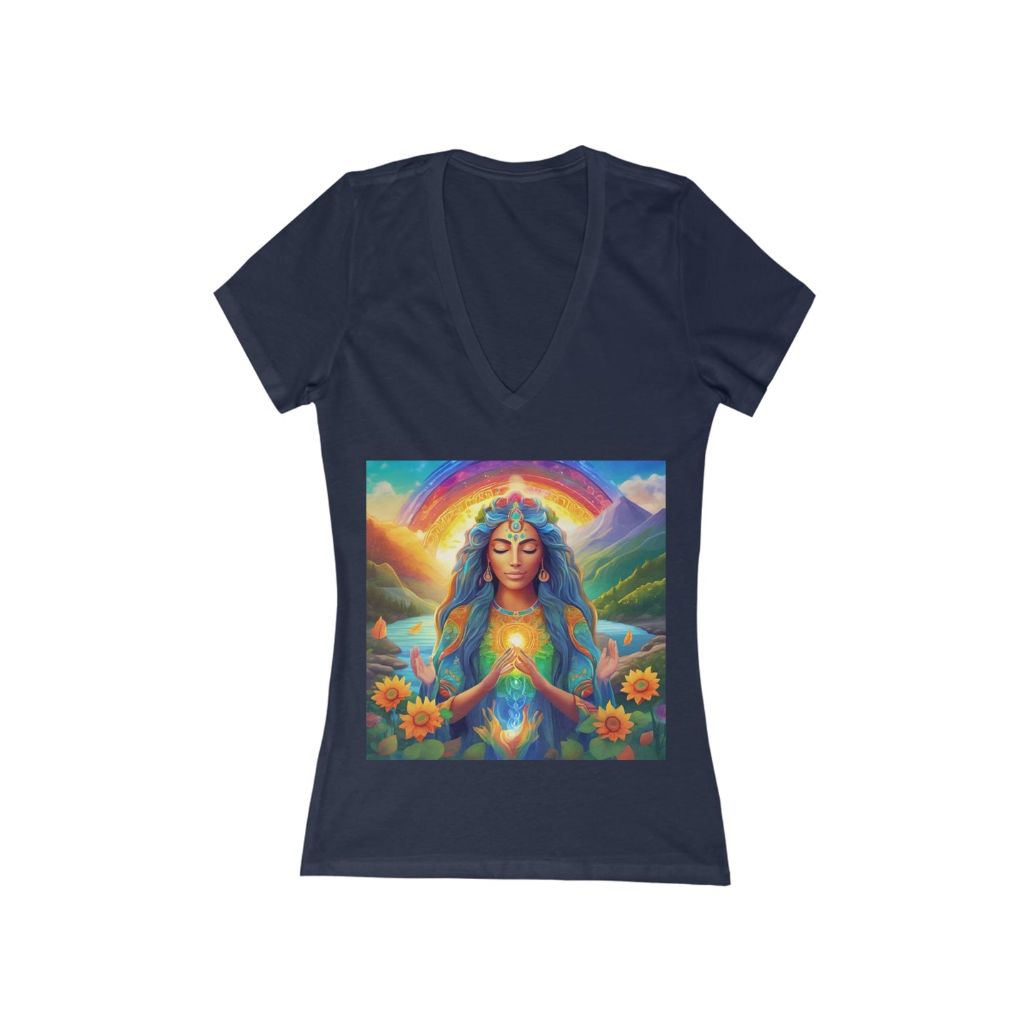 Be Light Goddess - Gratitude Short Sleeve Deep V-Neck Tee