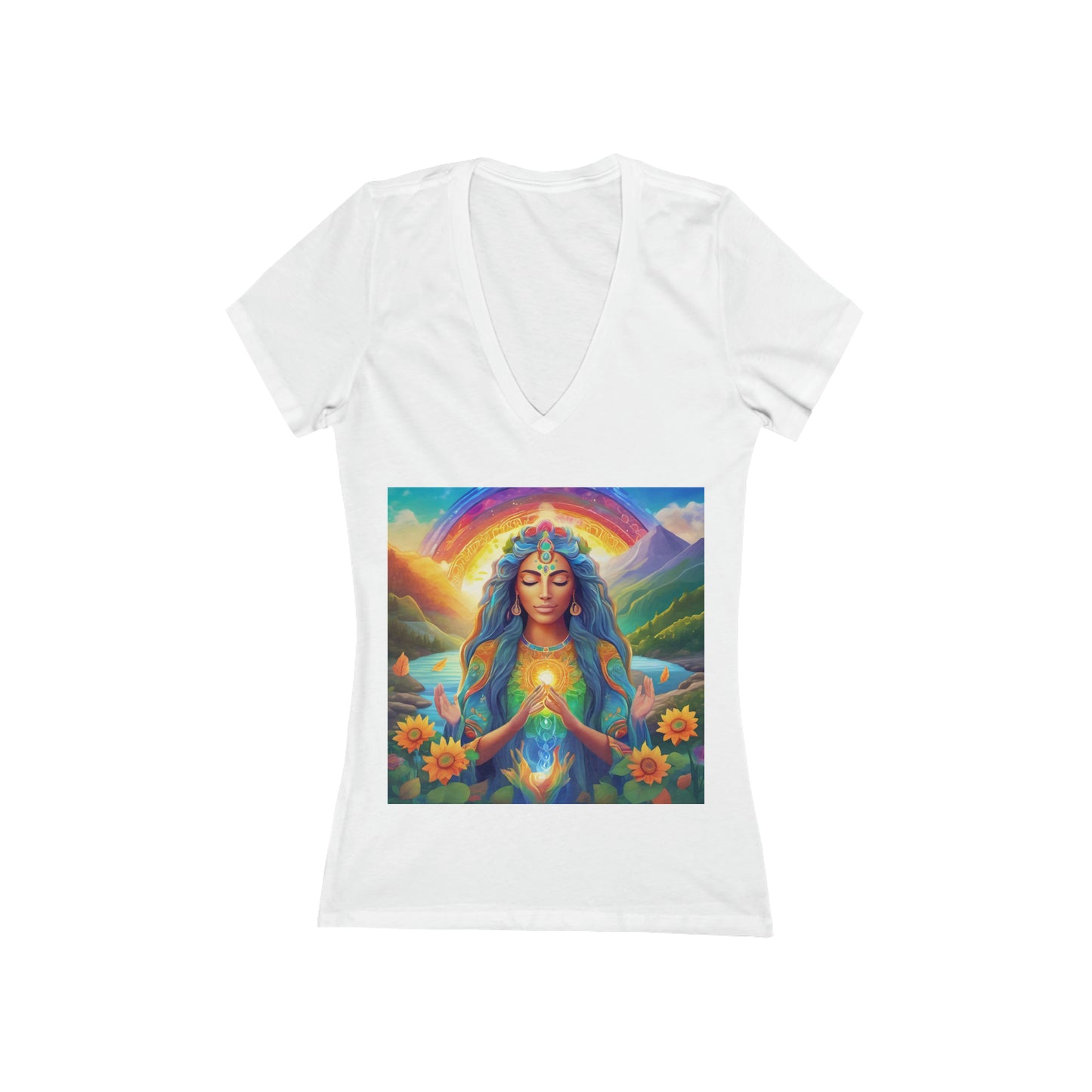 Be Light Goddess - Gratitude Short Sleeve Deep V-Neck Tee