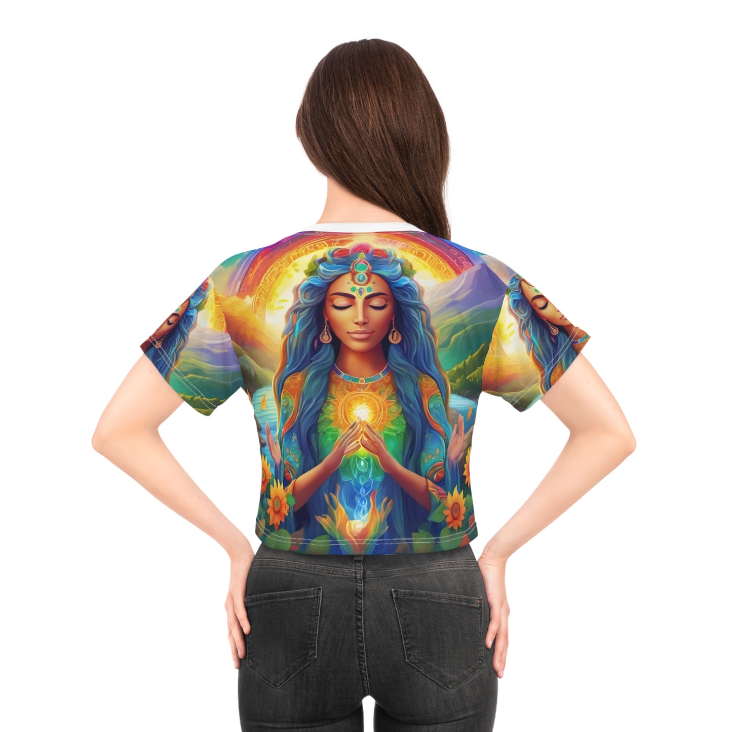 Be Light Goddess - Gratitude Crop Tee (all over print)