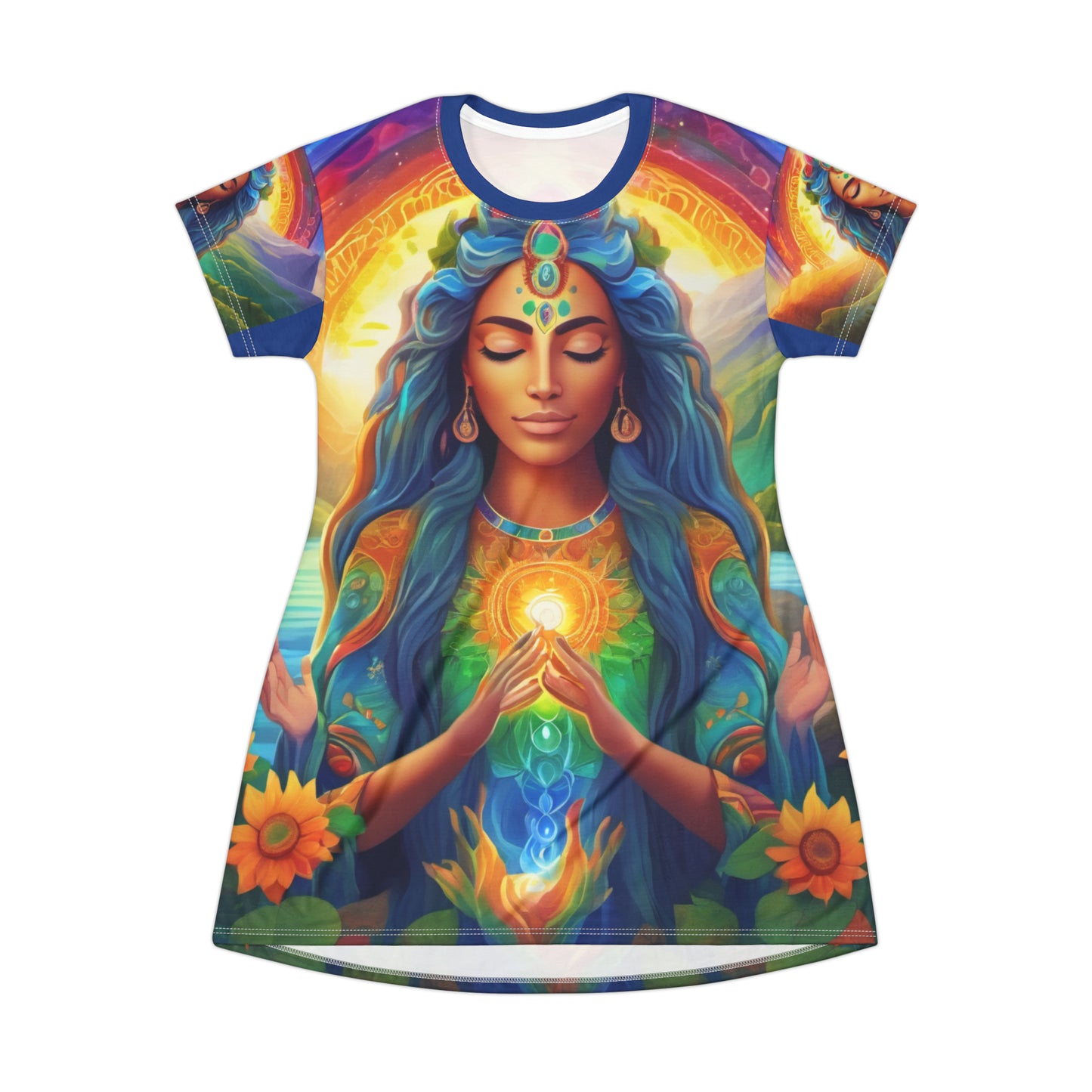 Be Light Goddess - Gratitude T-Shirt Dress (all over print)