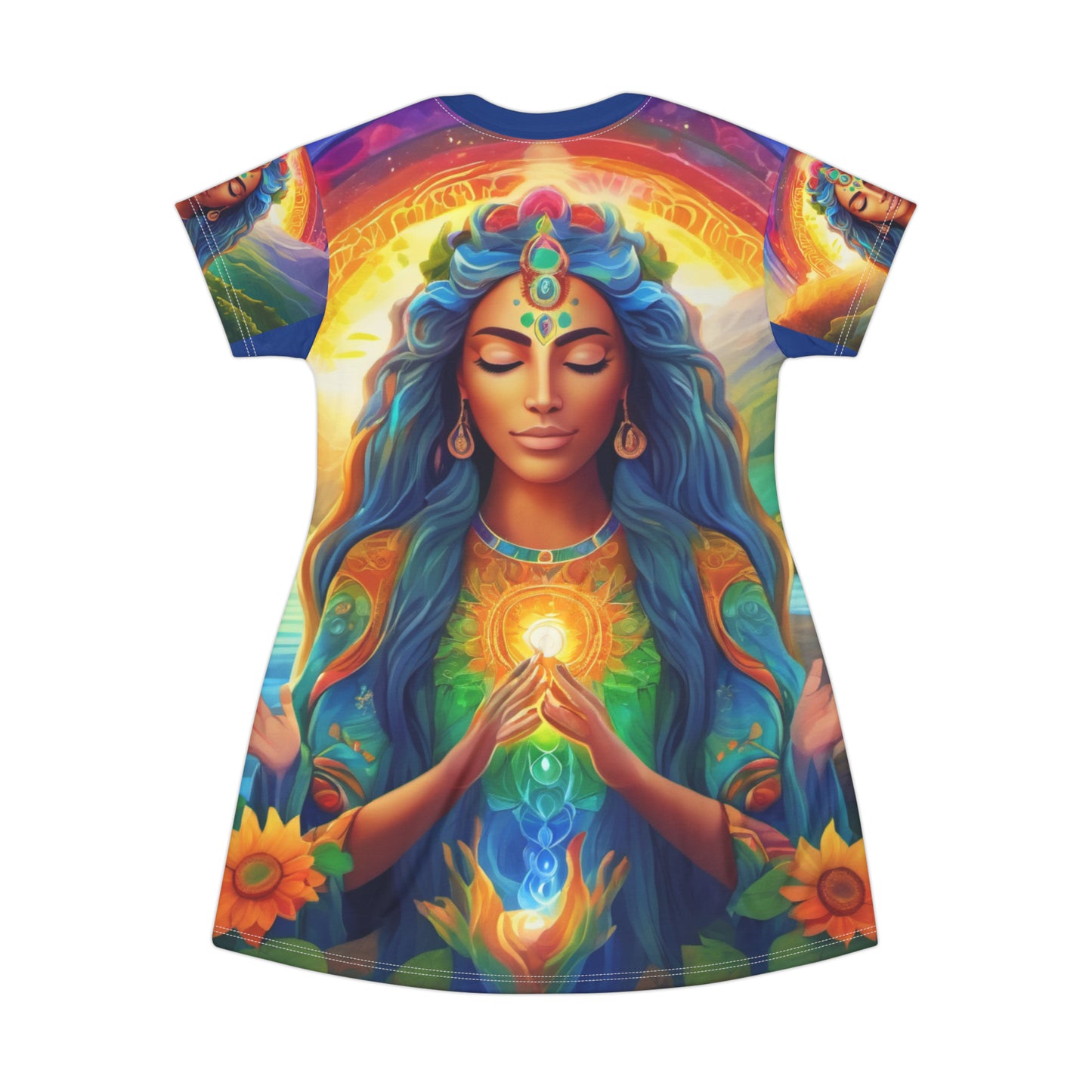 Be Light Goddess - Gratitude T-Shirt Dress (all over print)