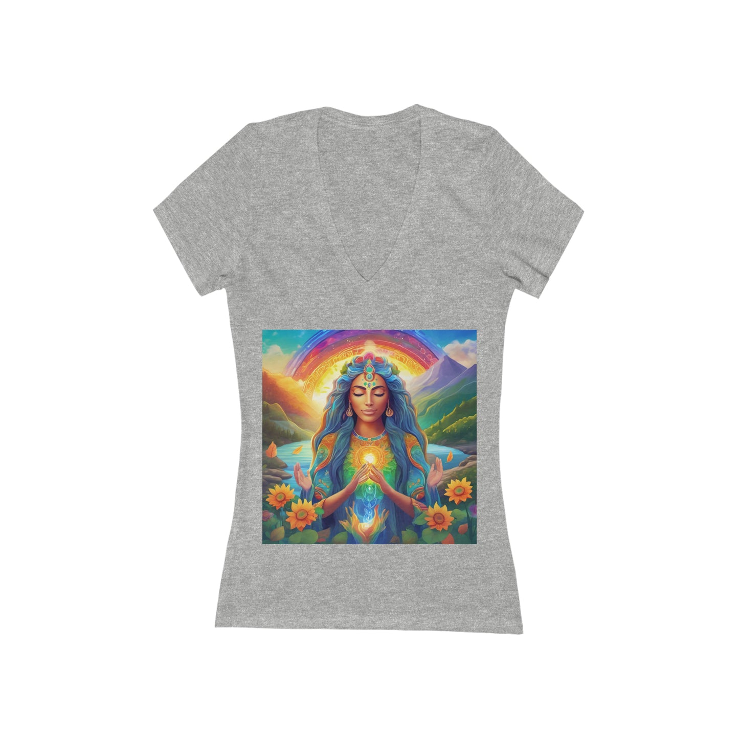 Be Light Goddess - Gratitude Short Sleeve Deep V-Neck Tee