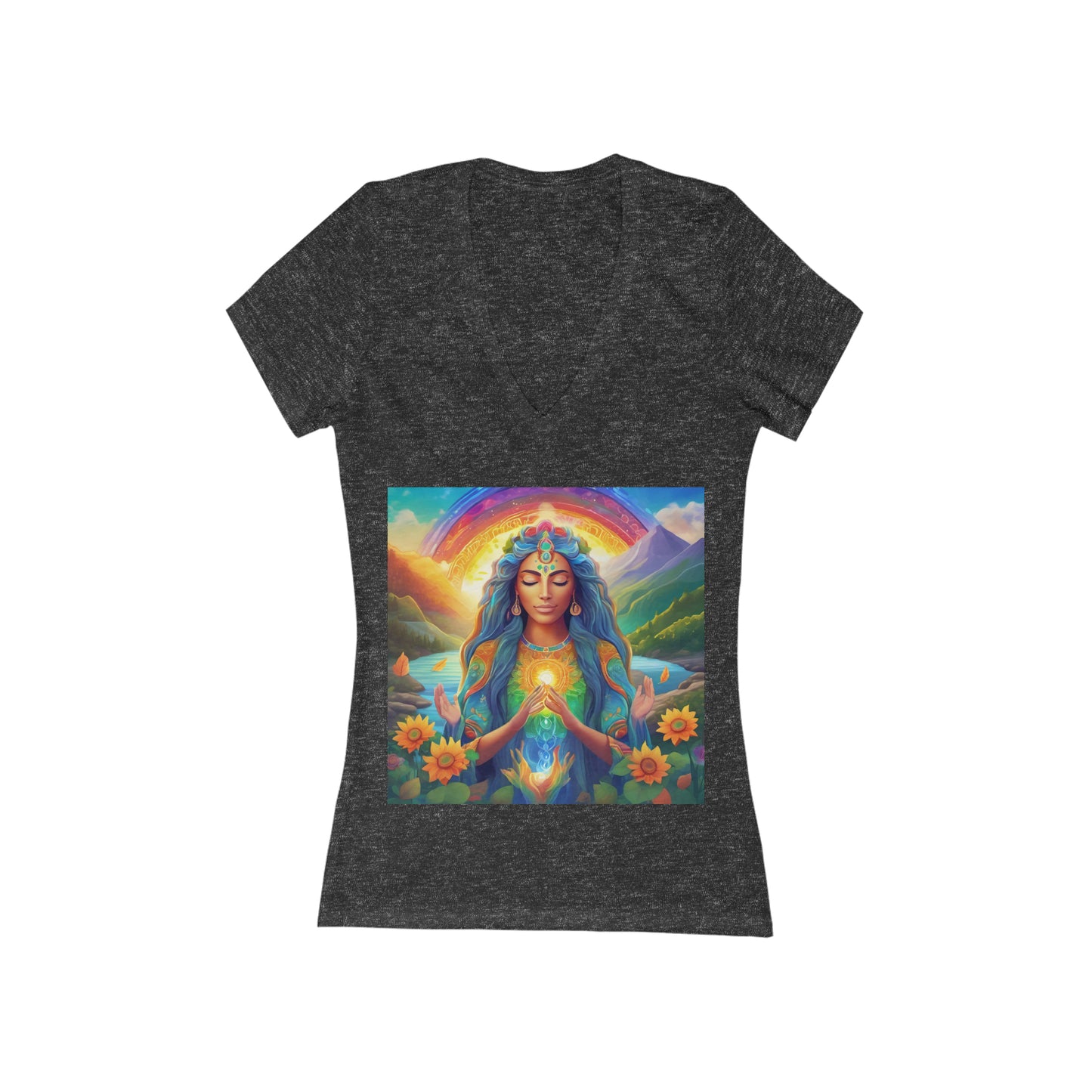 Be Light Goddess - Gratitude Short Sleeve Deep V-Neck Tee