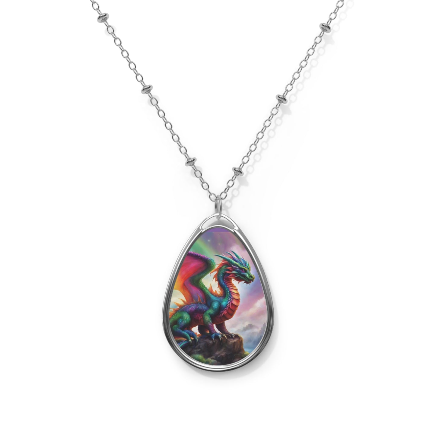 Rainbow Dragon of Lemuria - Oval Necklace