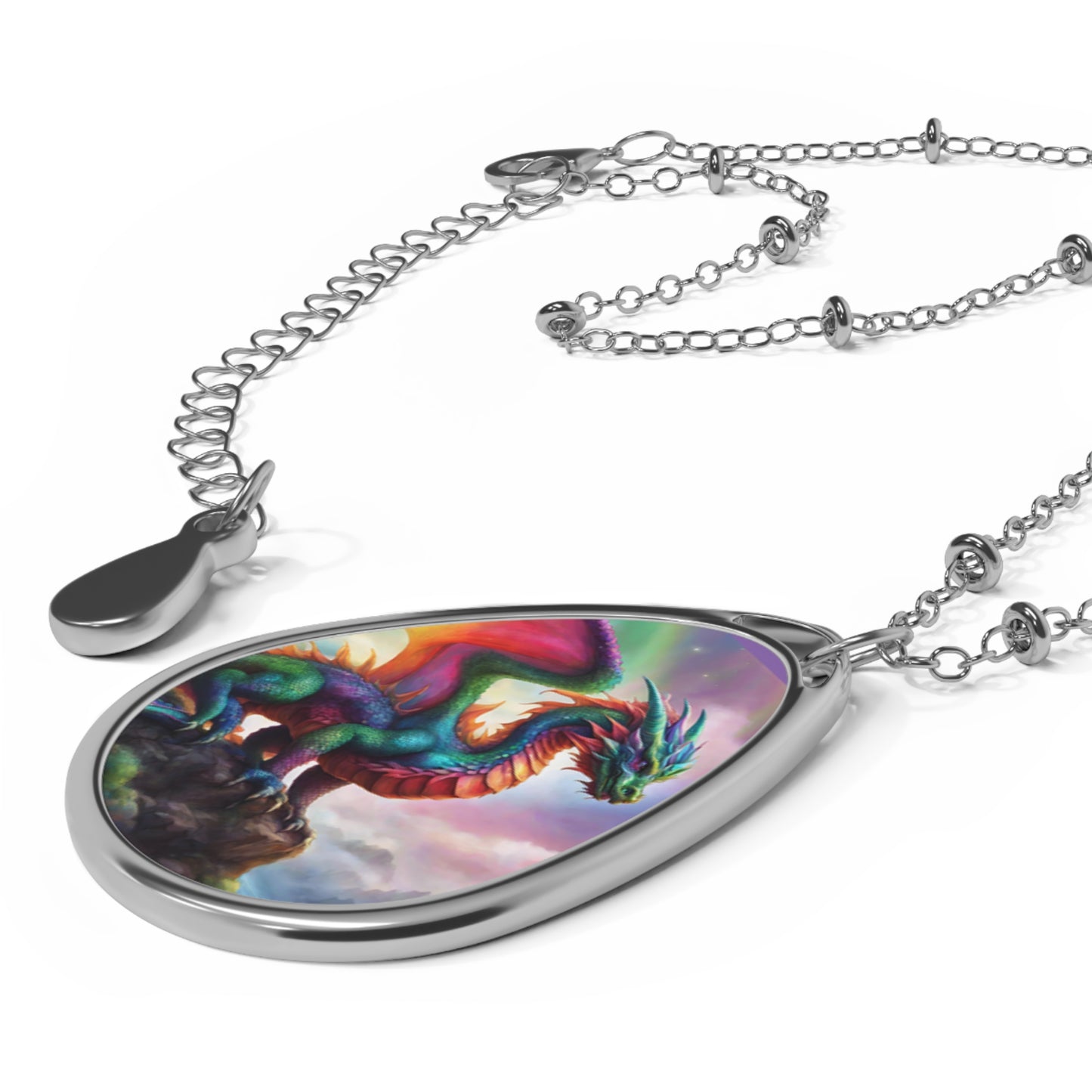 Rainbow Dragon of Lemuria - Oval Necklace