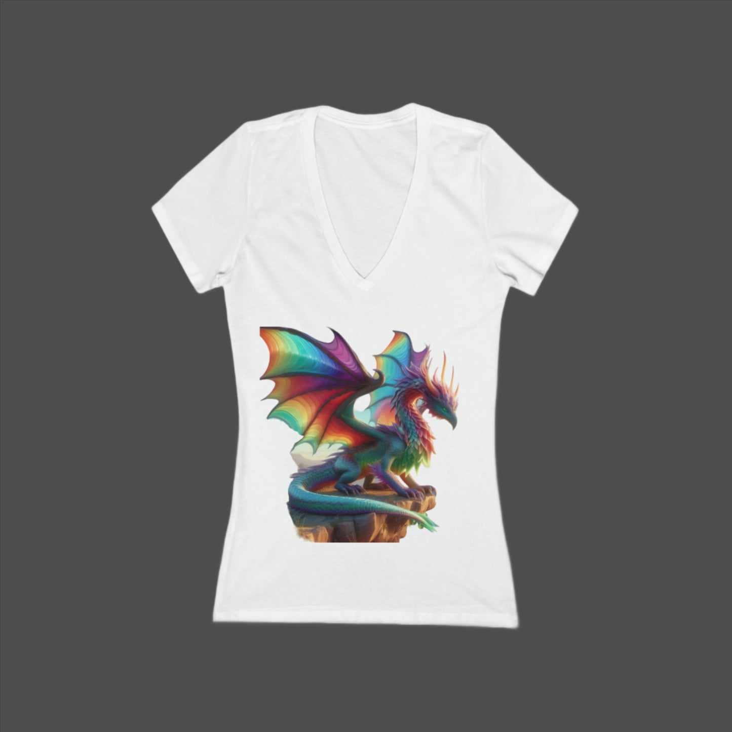 Rainbow Phoenix Dragon - Short Sleeve Deep V-Neck Tee