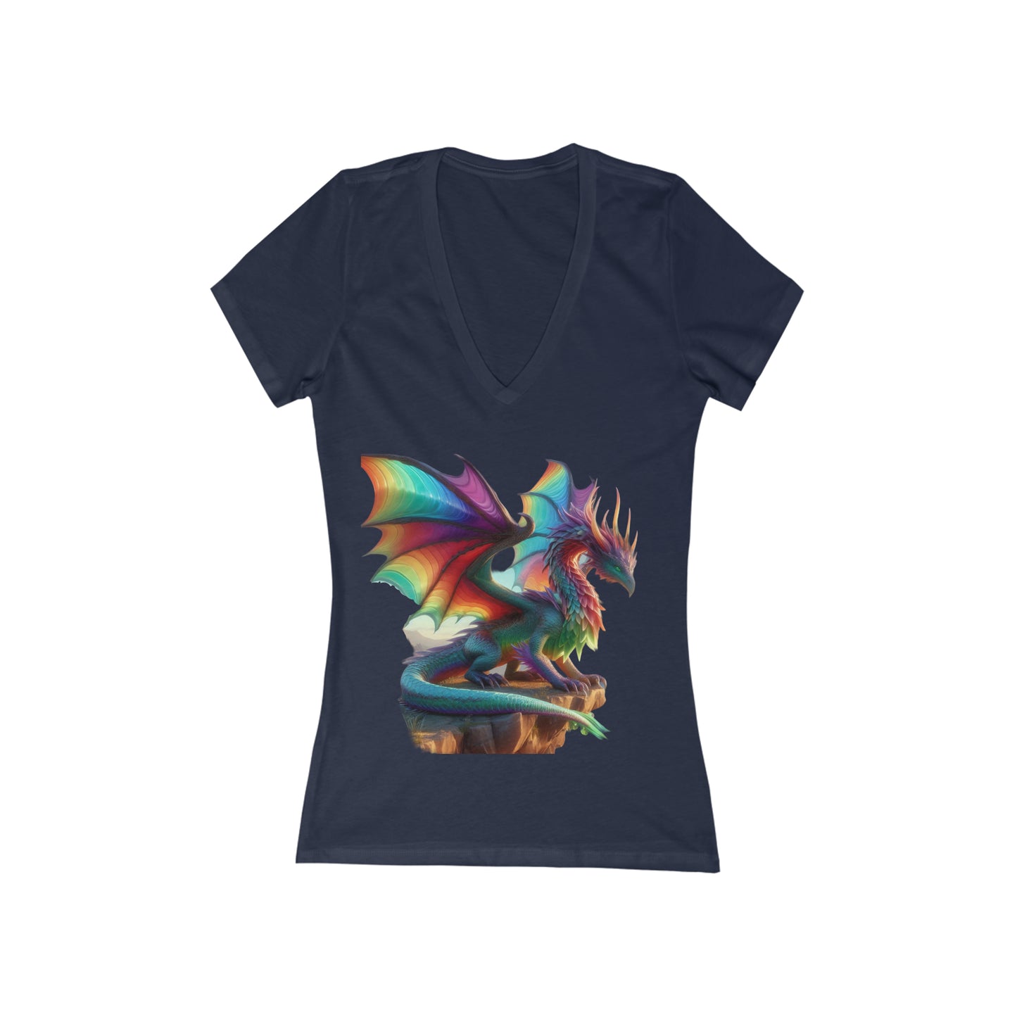 Rainbow Phoenix Dragon - Short Sleeve Deep V-Neck Tee