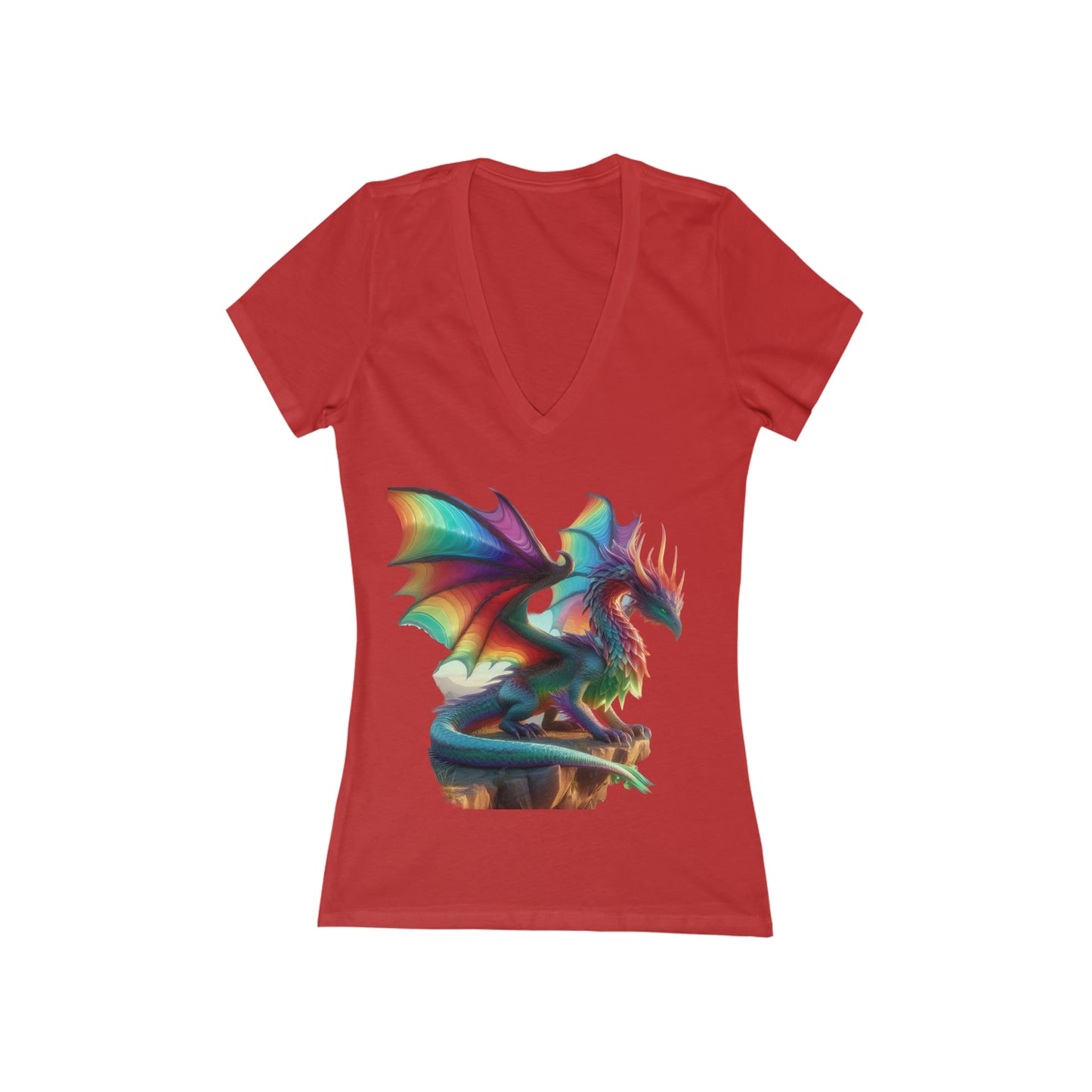 Rainbow Phoenix Dragon - Short Sleeve Deep V-Neck Tee