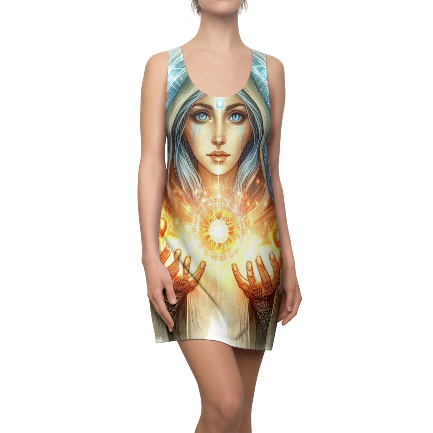 Pleiadian Goddess of Healing - Women's Racerback Dress (all over print)