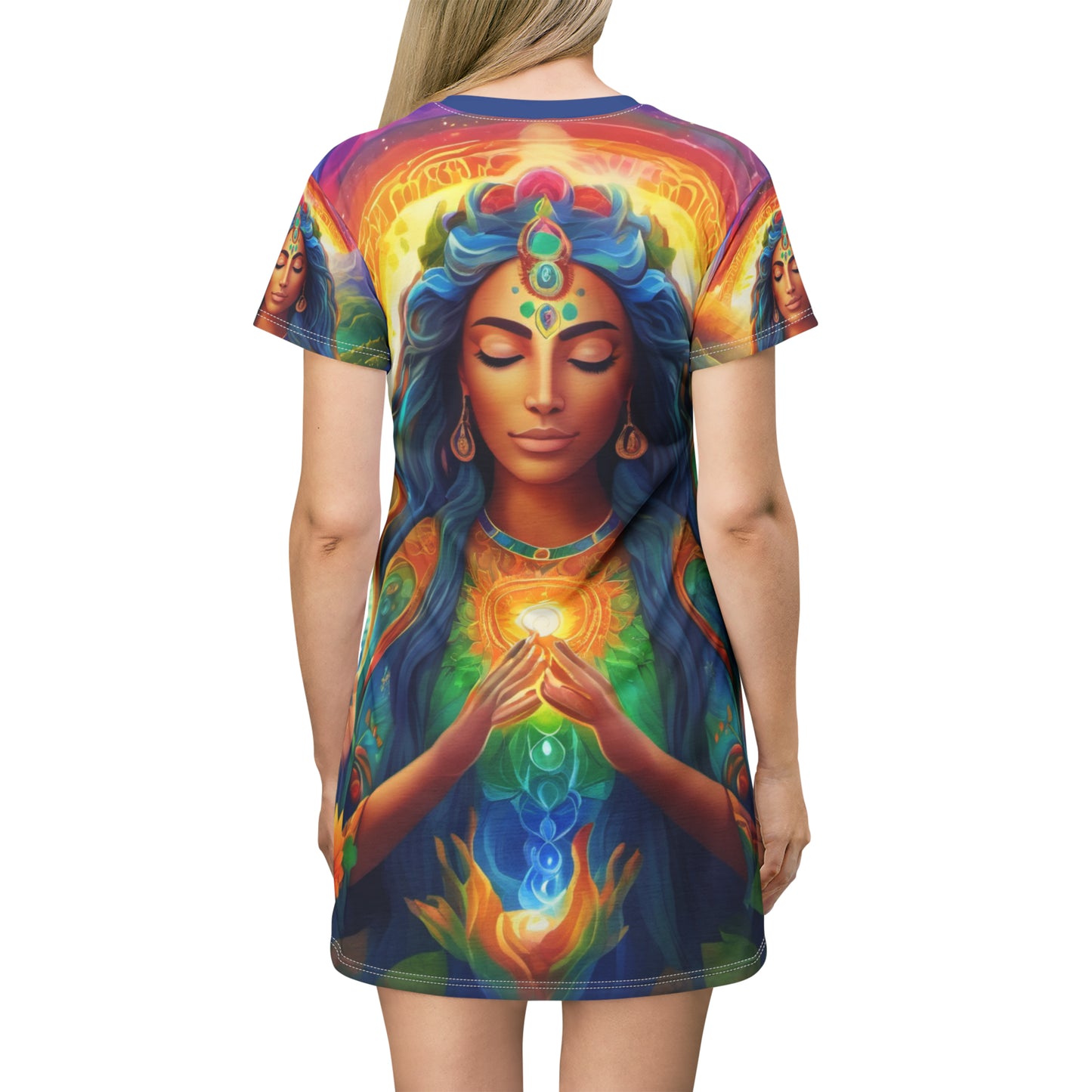 Be Light Goddess - Gratitude T-Shirt Dress (all over print)