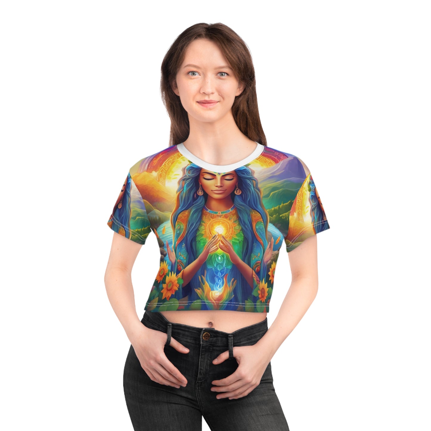 Be Light Goddess - Gratitude Crop Tee (all over print)