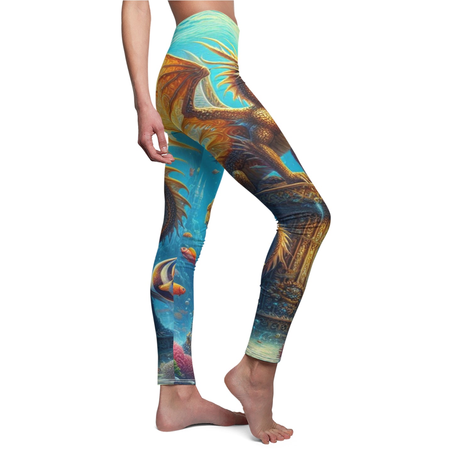 Golden Atlantean Dragon Leggings (all over print)