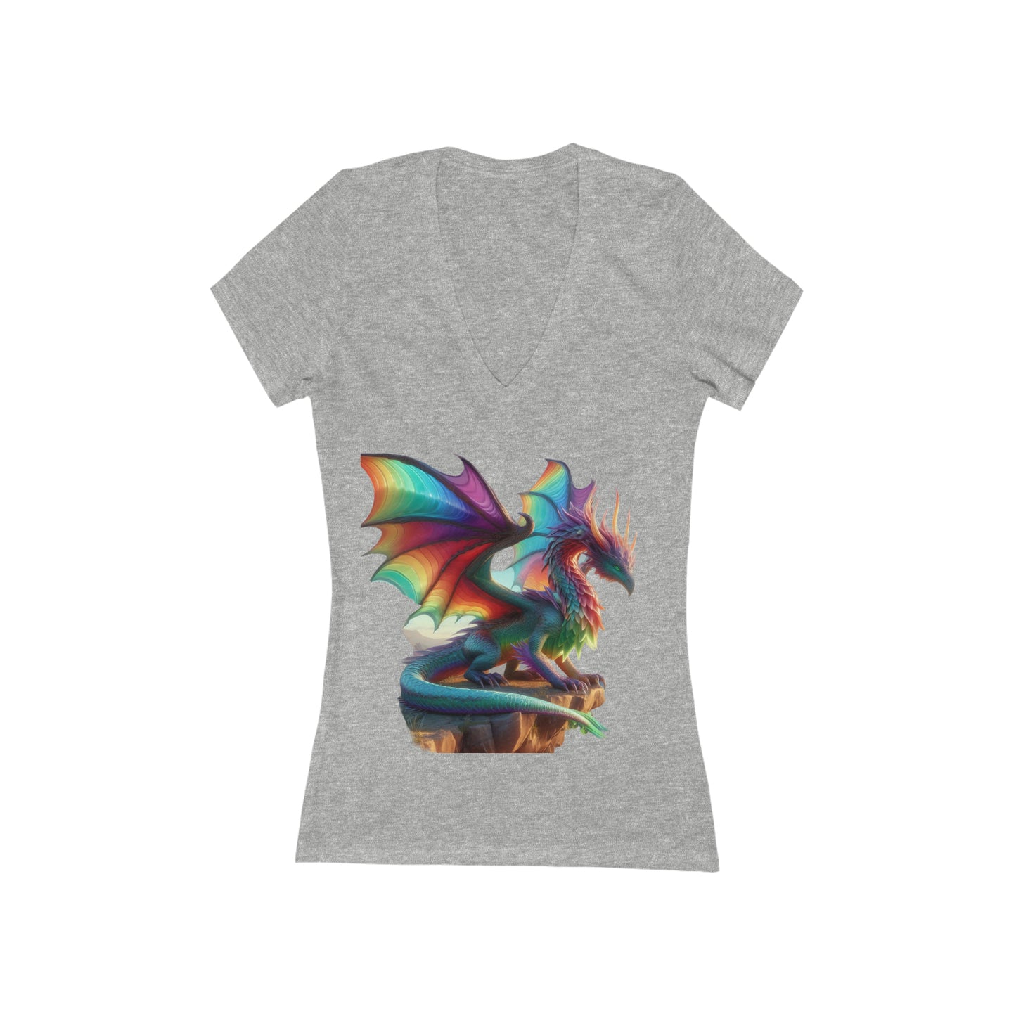 Rainbow Phoenix Dragon - Short Sleeve Deep V-Neck Tee