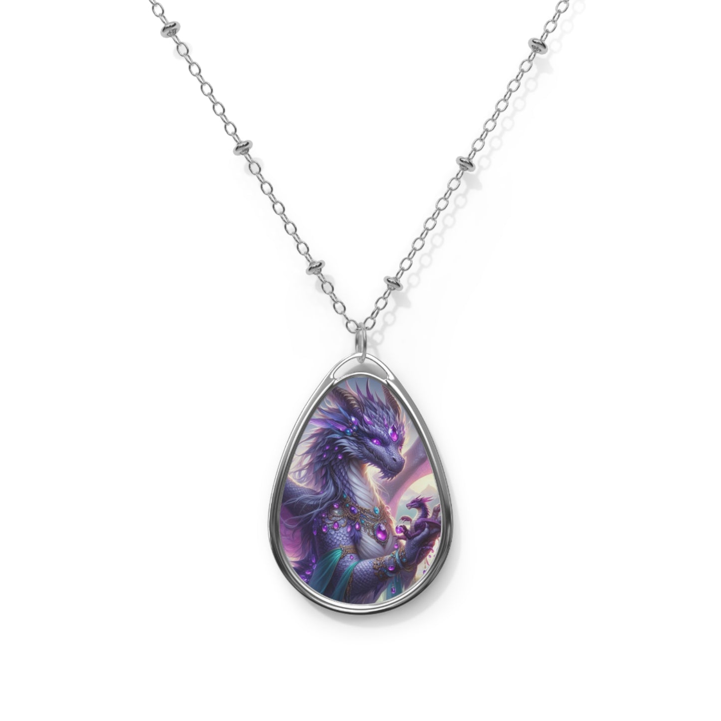 Amethyst Dragon Queen - Oval Necklace