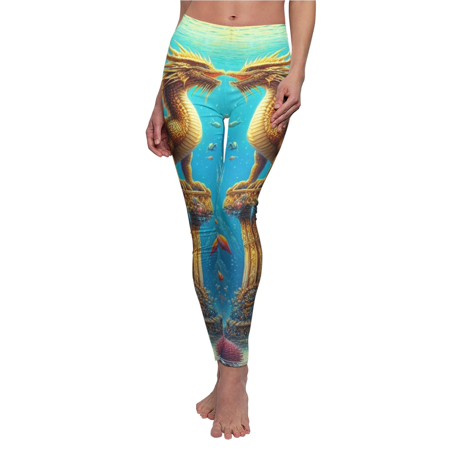 Golden Atlantean Dragon Leggings (all over print)