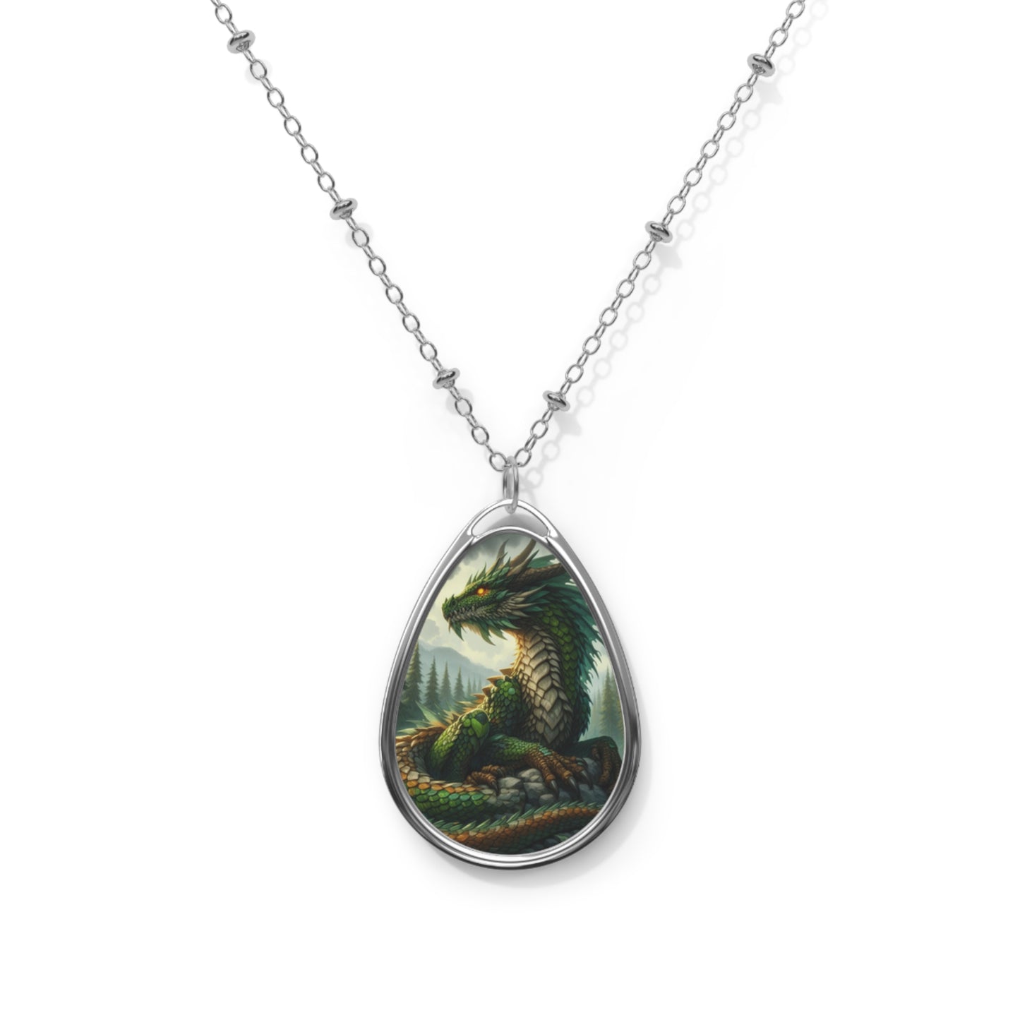 Dragon of the Forest - Oval Necklace