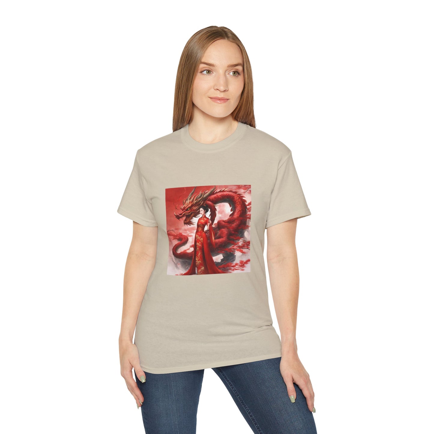 Red Tara & Her Dragon - Ethically Harvested Cotton Tee