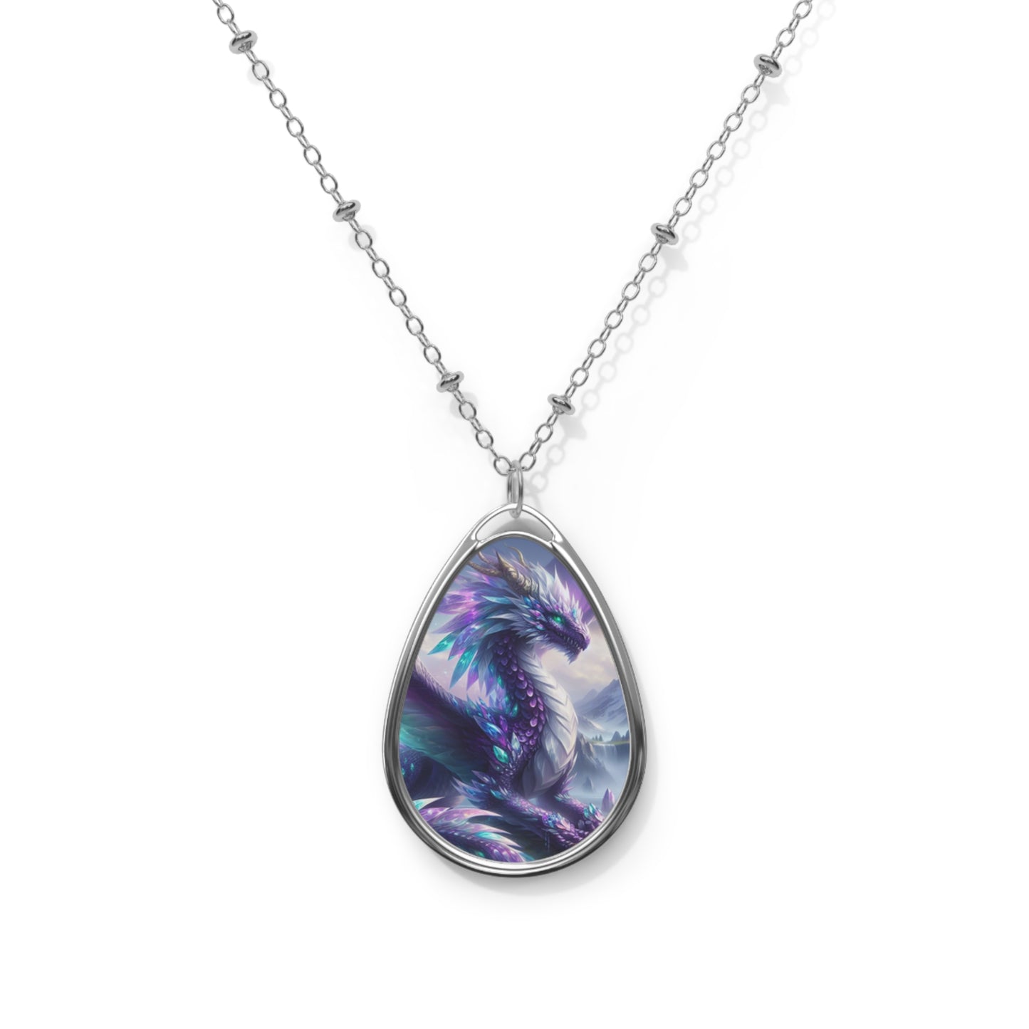 Crystal Reiki Dragon - Oval Necklace